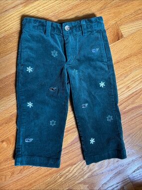 Vineyard Vines Teal Corduroy Whale & Snowflake Pants